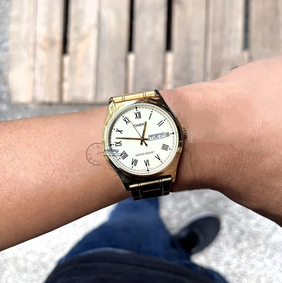 Casio Standard Men's Watch MTP-V006G-9B Gold Plated Stainless Steel Mineral Glass