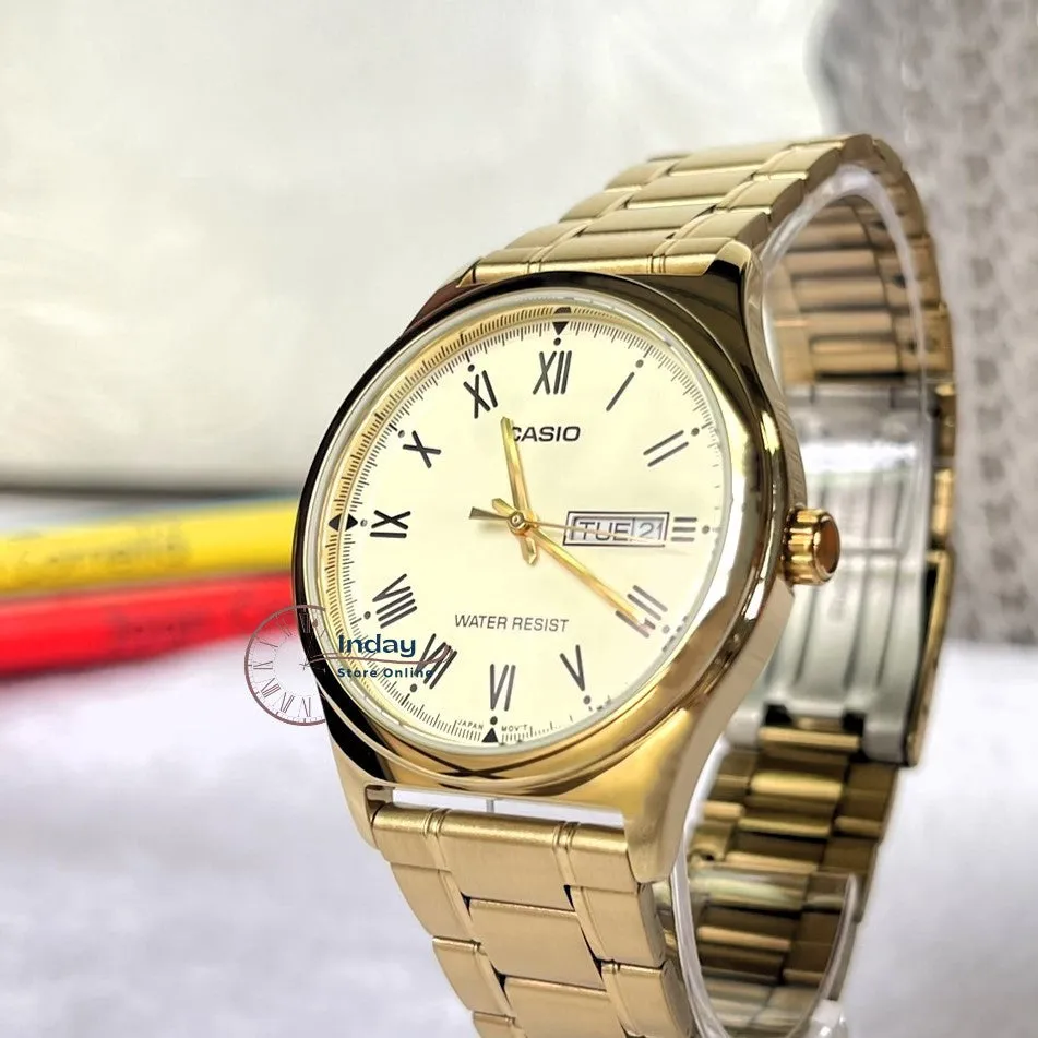 Casio Standard Men's Watch MTP-V006G-9B Gold Plated Stainless Steel Mineral Glass