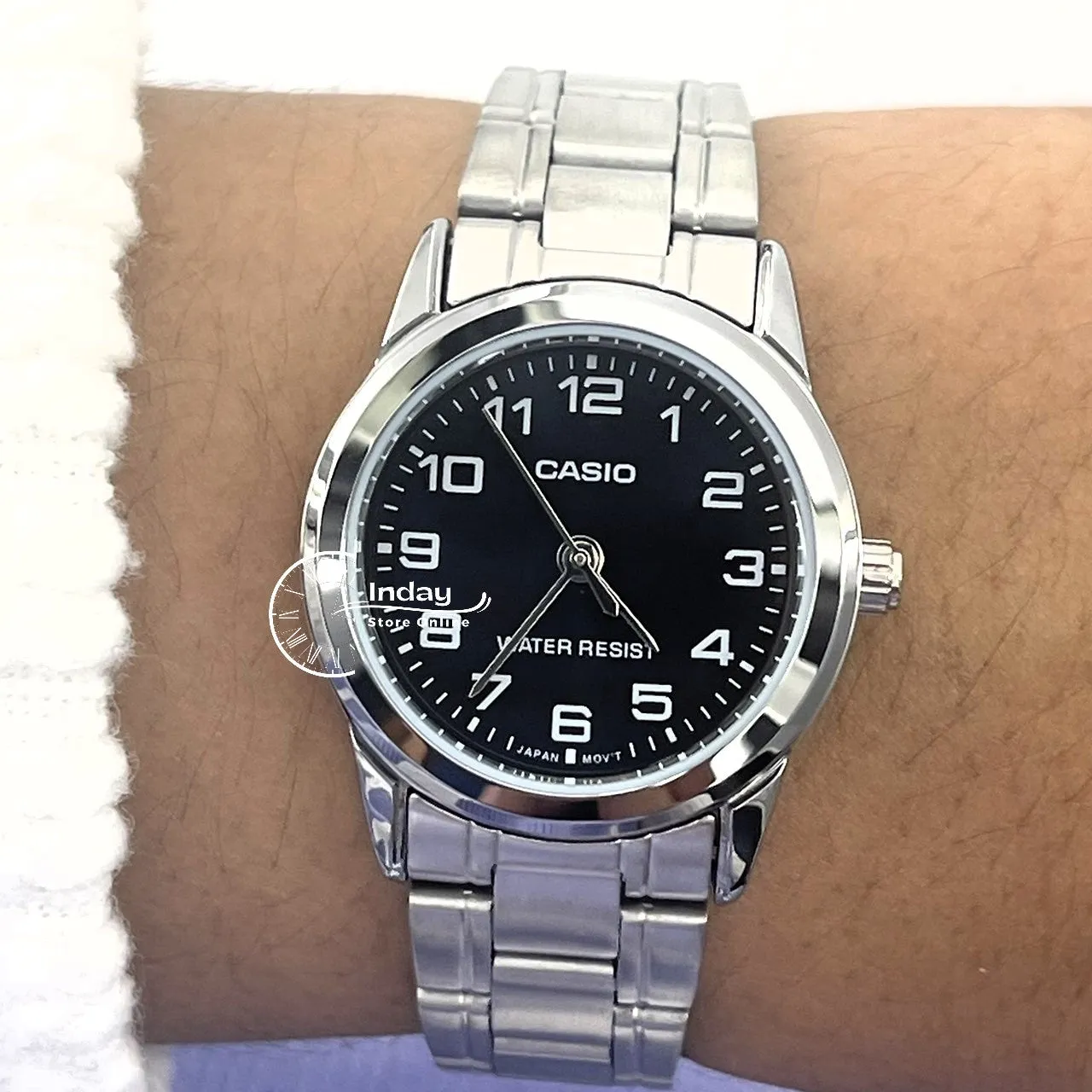Casio Standard Women's Watch LTP-V001D-1B Silver Plated Stainless Steel Strap