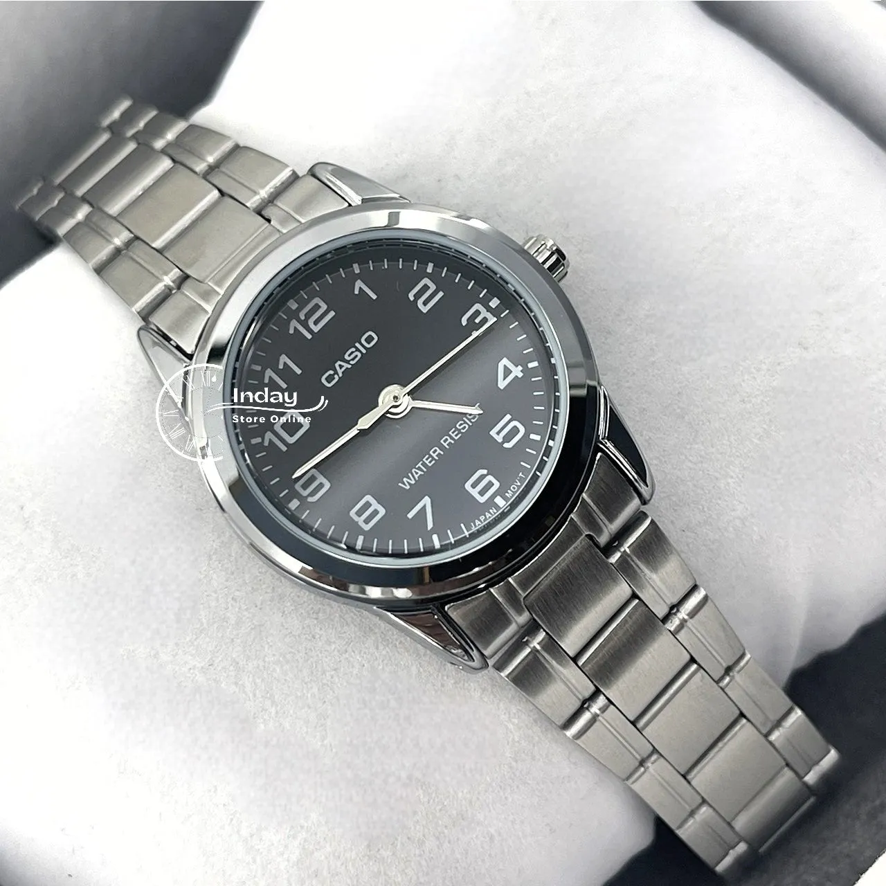 Casio Standard Women's Watch LTP-V001D-1B Silver Plated Stainless Steel Strap