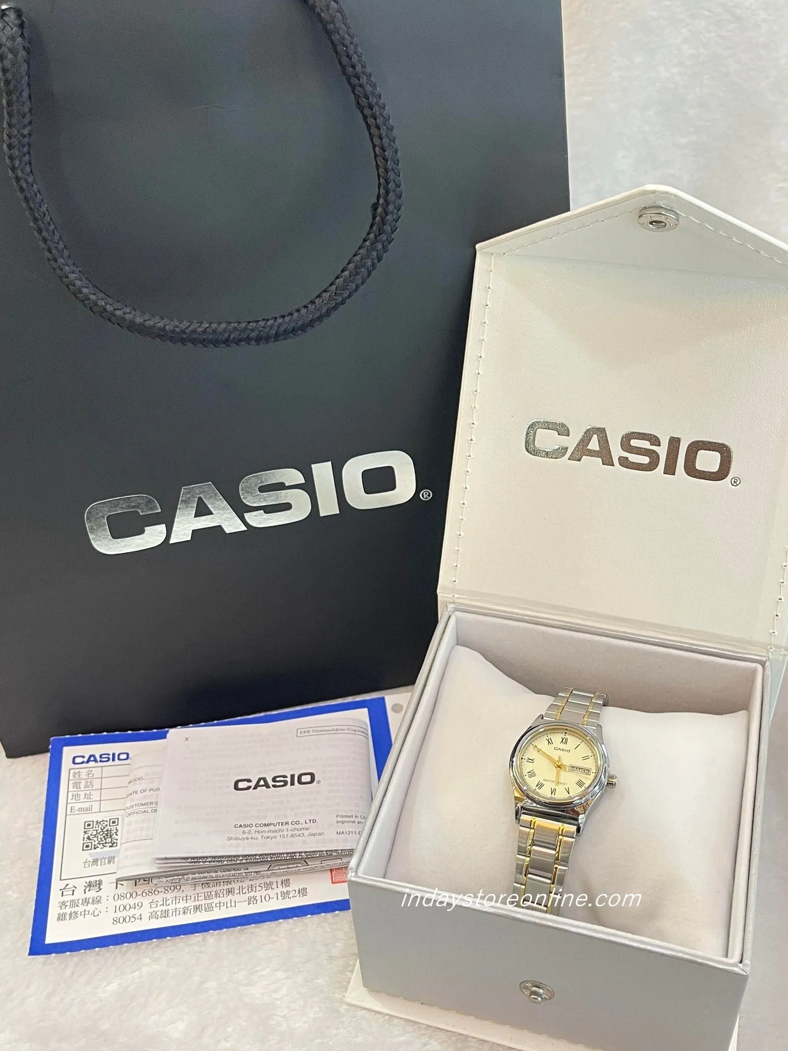 Casio Standard Women's Watch LTP-V006SG-9B Two Tone Stainless Strap Mineral Glass