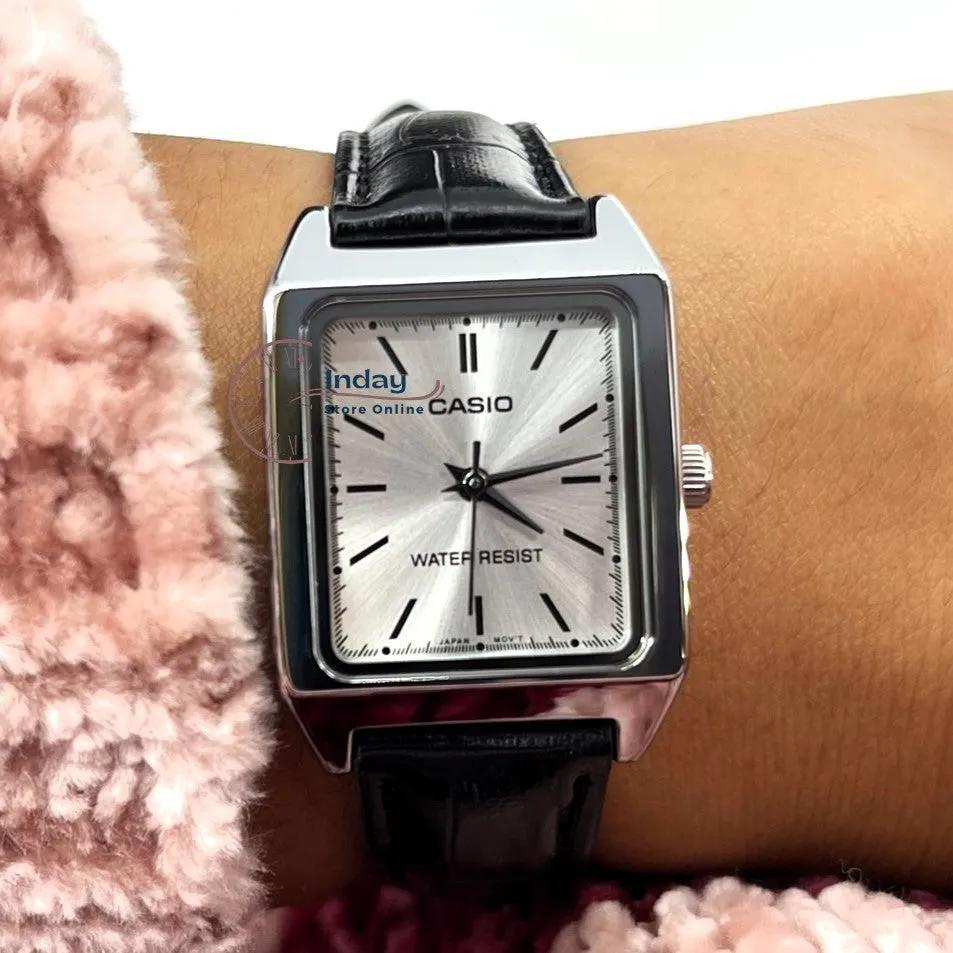 Casio Standard Women's Watch LTP-V007L-7E1 Square Type Black Leather Strap