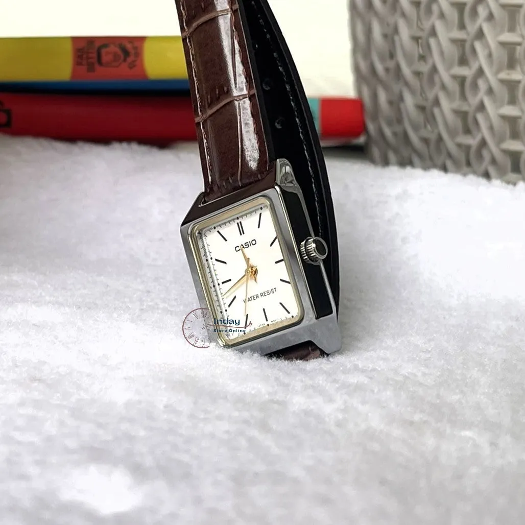 Casio Standard Women's Watch LTP-V007L-7E2 Square Type Brown Leather Strap