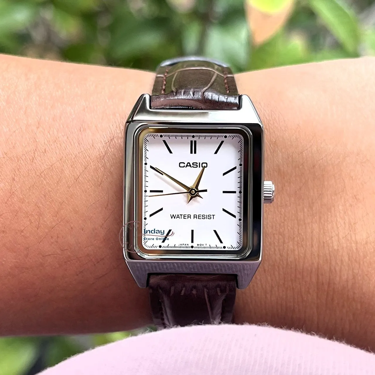 Casio Standard Women's Watch LTP-V007L-7E2 Square Type Brown Leather Strap