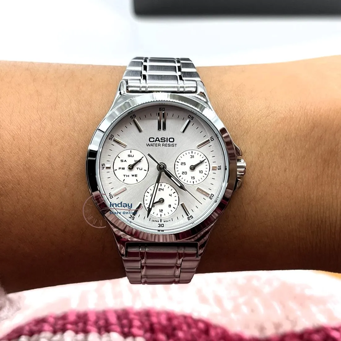 Casio Standard Women's Watch LTP-V300D-7A Silver Plated Stainless Steel Strap