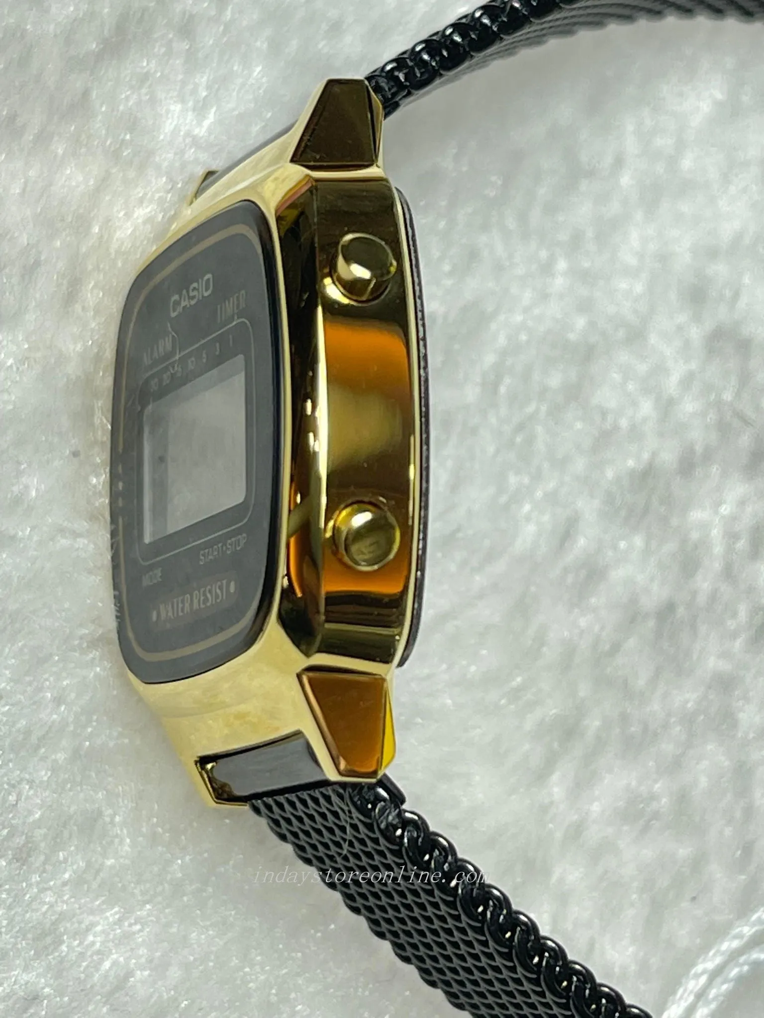 Casio Vintage Women's Watch LA670WEMB-1 Black Plated Stainless Steel Strap Self-adjustable Band