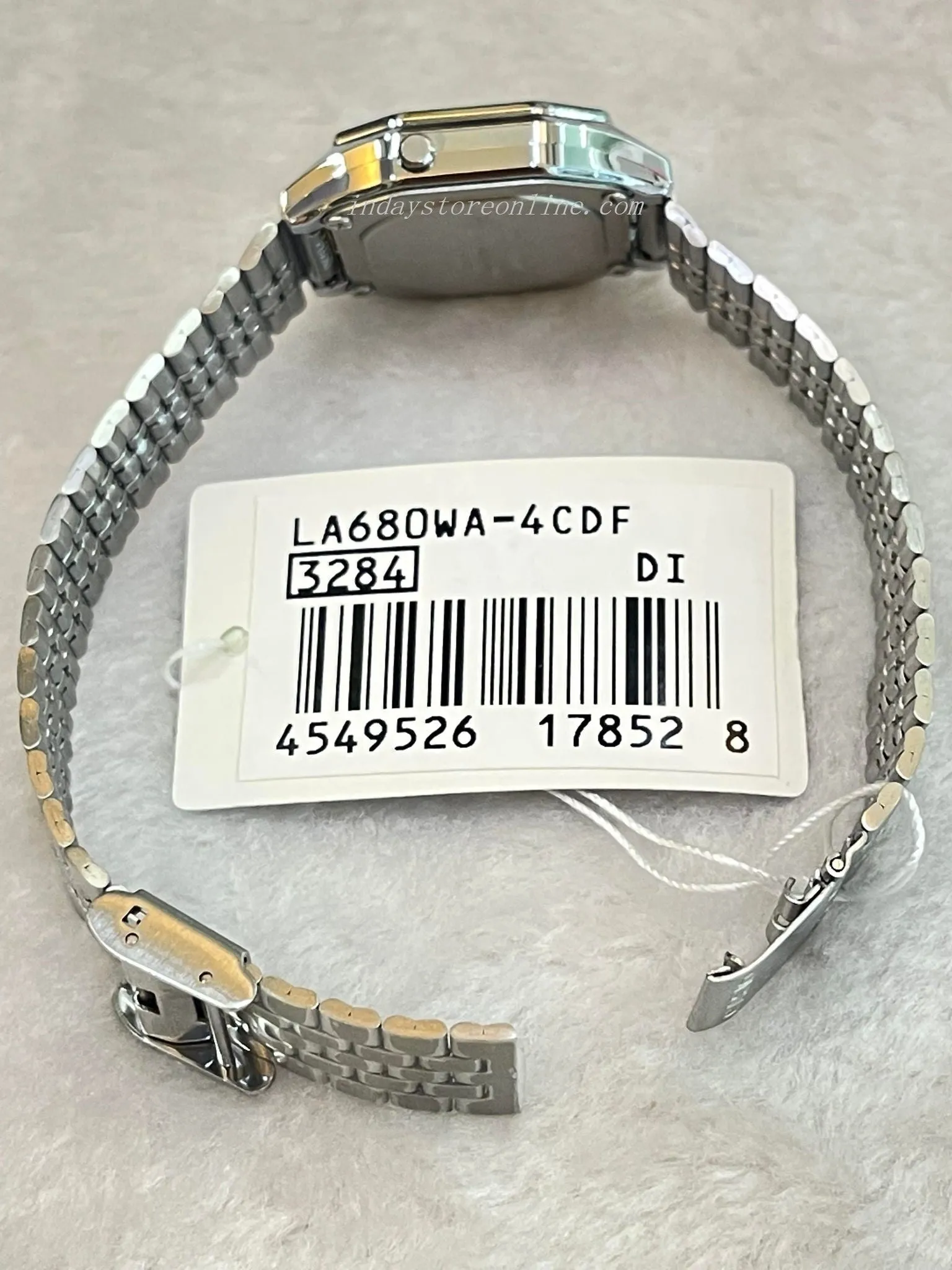 Casio Vintage Women's Watch LA680WA-4C Floral Design Silver Plated Stainless Steel Self-adjustable Band