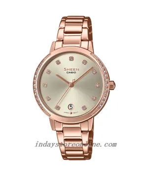 Casio Women's Watch SHE-4056PG-4A Stainless Steel Band One-touch 3-fold Clasp Mineral Glass