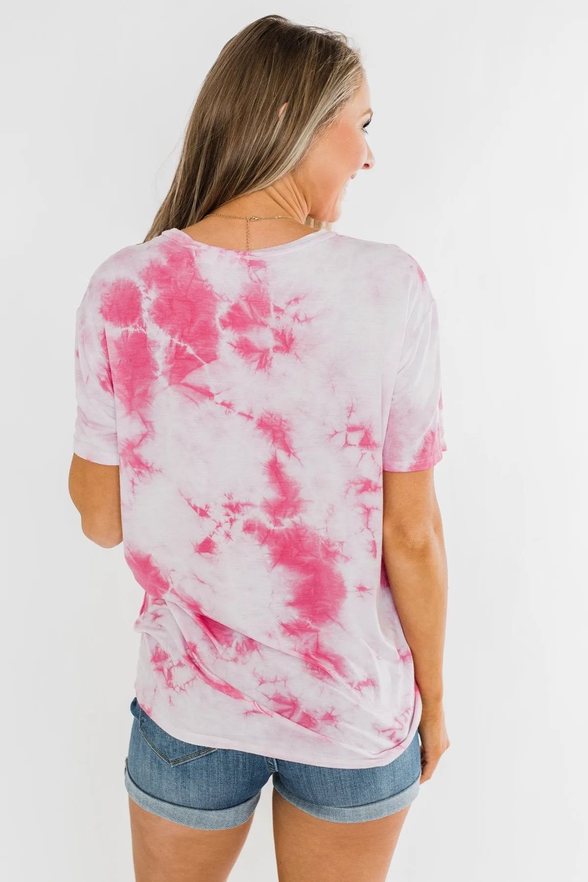 Caught Me Smiling Tie Dye Top- Pink