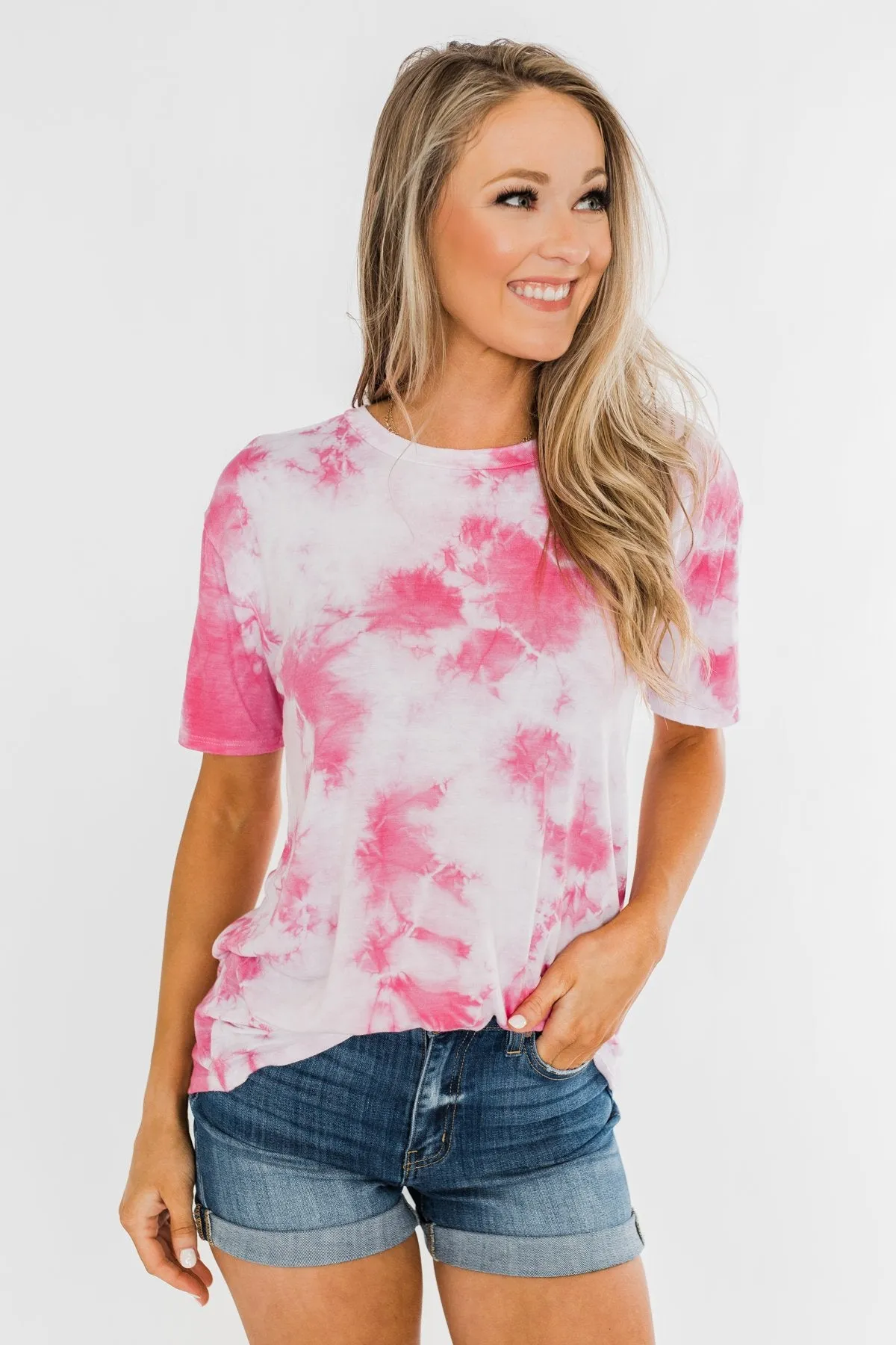 Caught Me Smiling Tie Dye Top- Pink