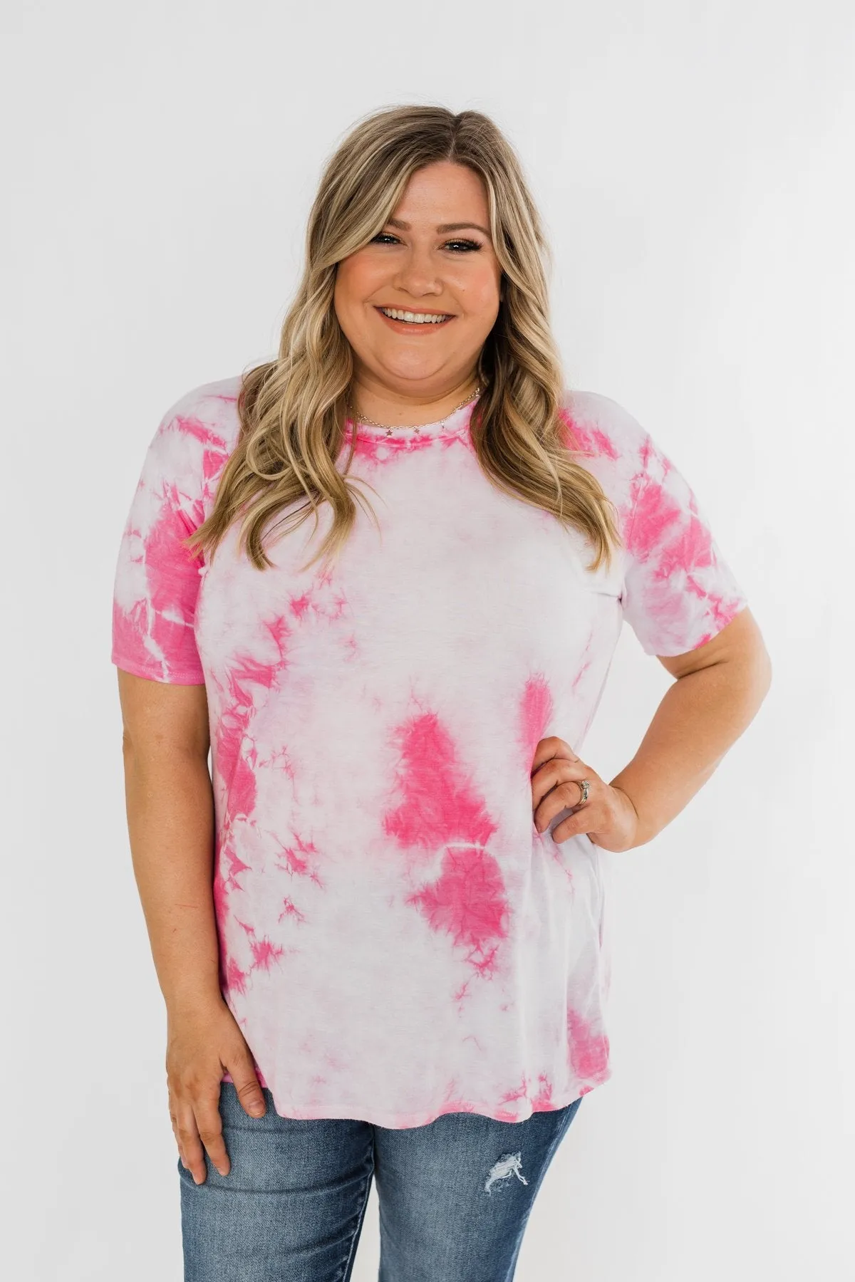 Caught Me Smiling Tie Dye Top- Pink