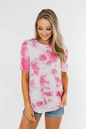 Caught Me Smiling Tie Dye Top- Pink