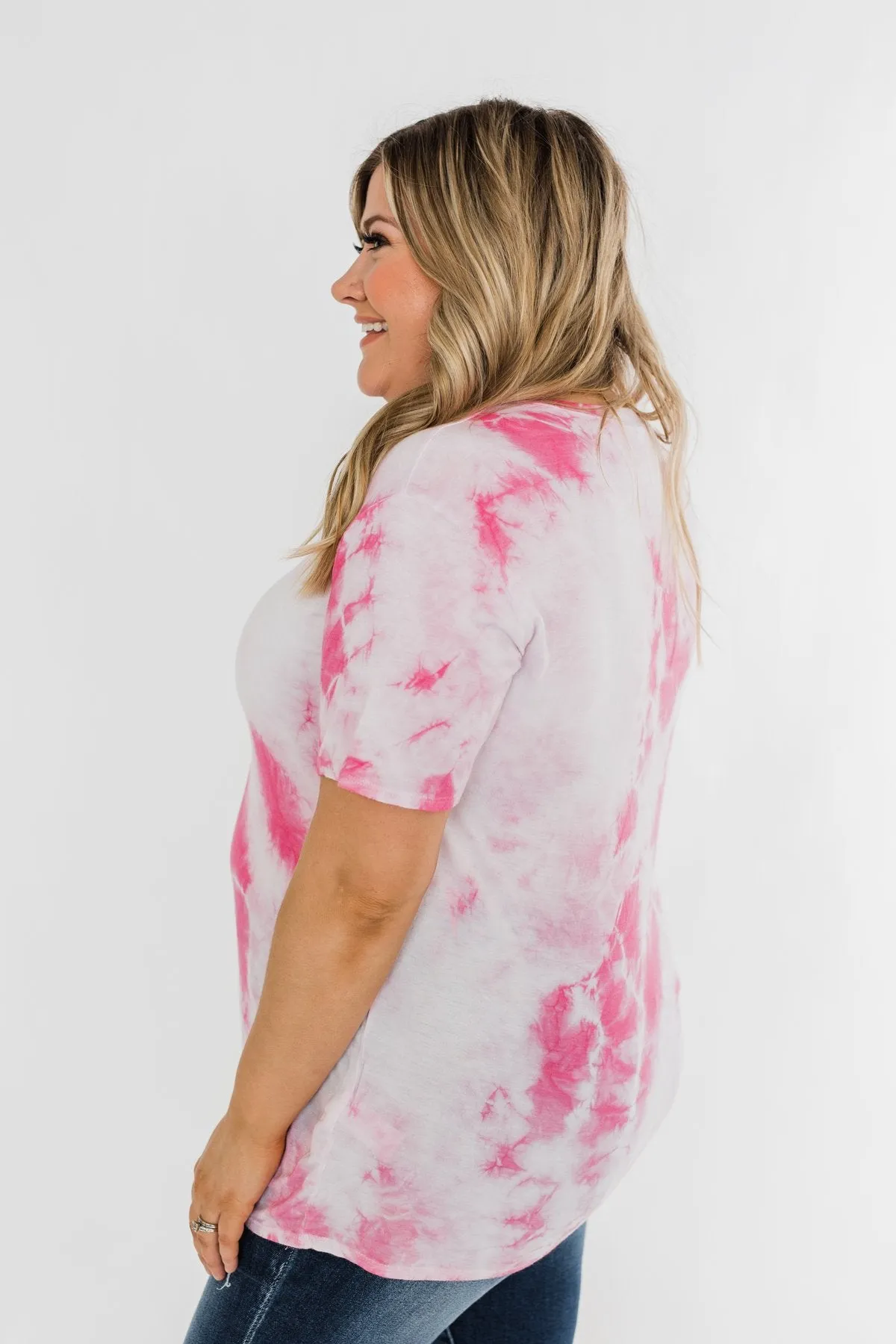 Caught Me Smiling Tie Dye Top- Pink