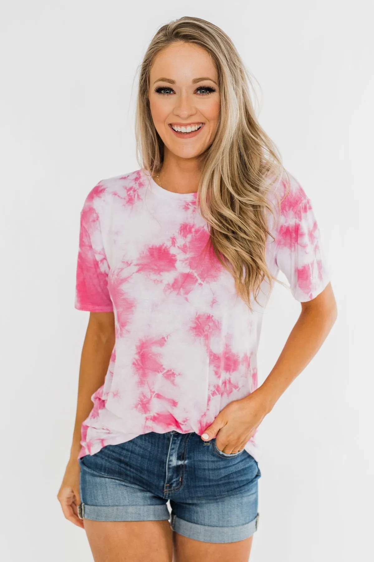 Caught Me Smiling Tie Dye Top- Pink