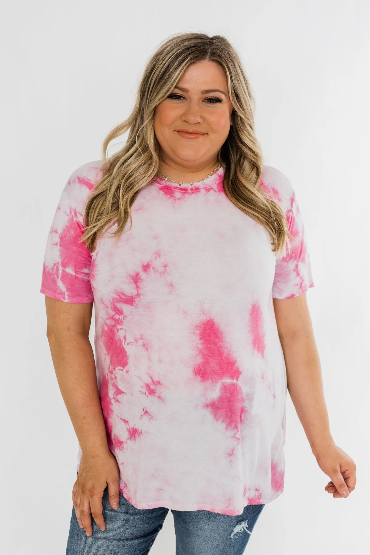 Caught Me Smiling Tie Dye Top- Pink
