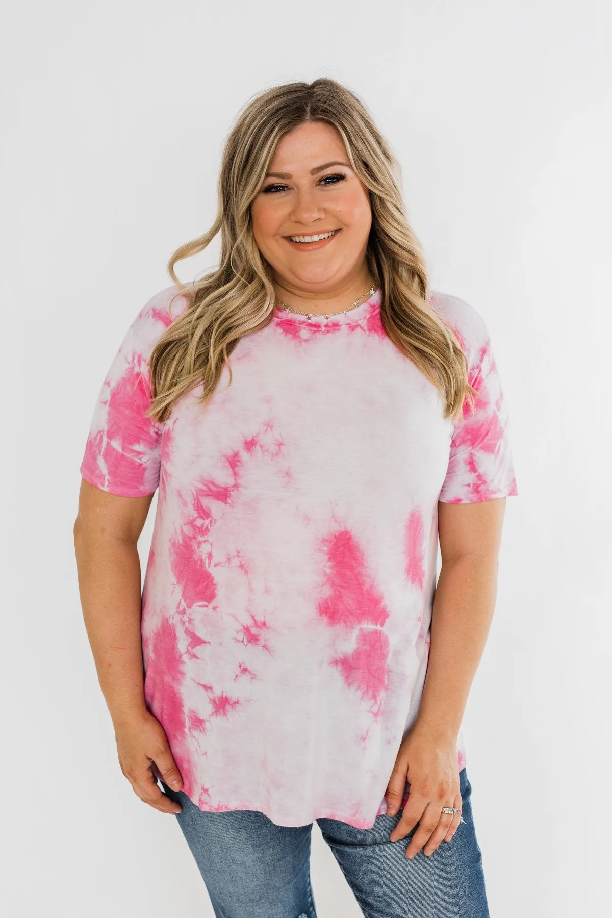 Caught Me Smiling Tie Dye Top- Pink