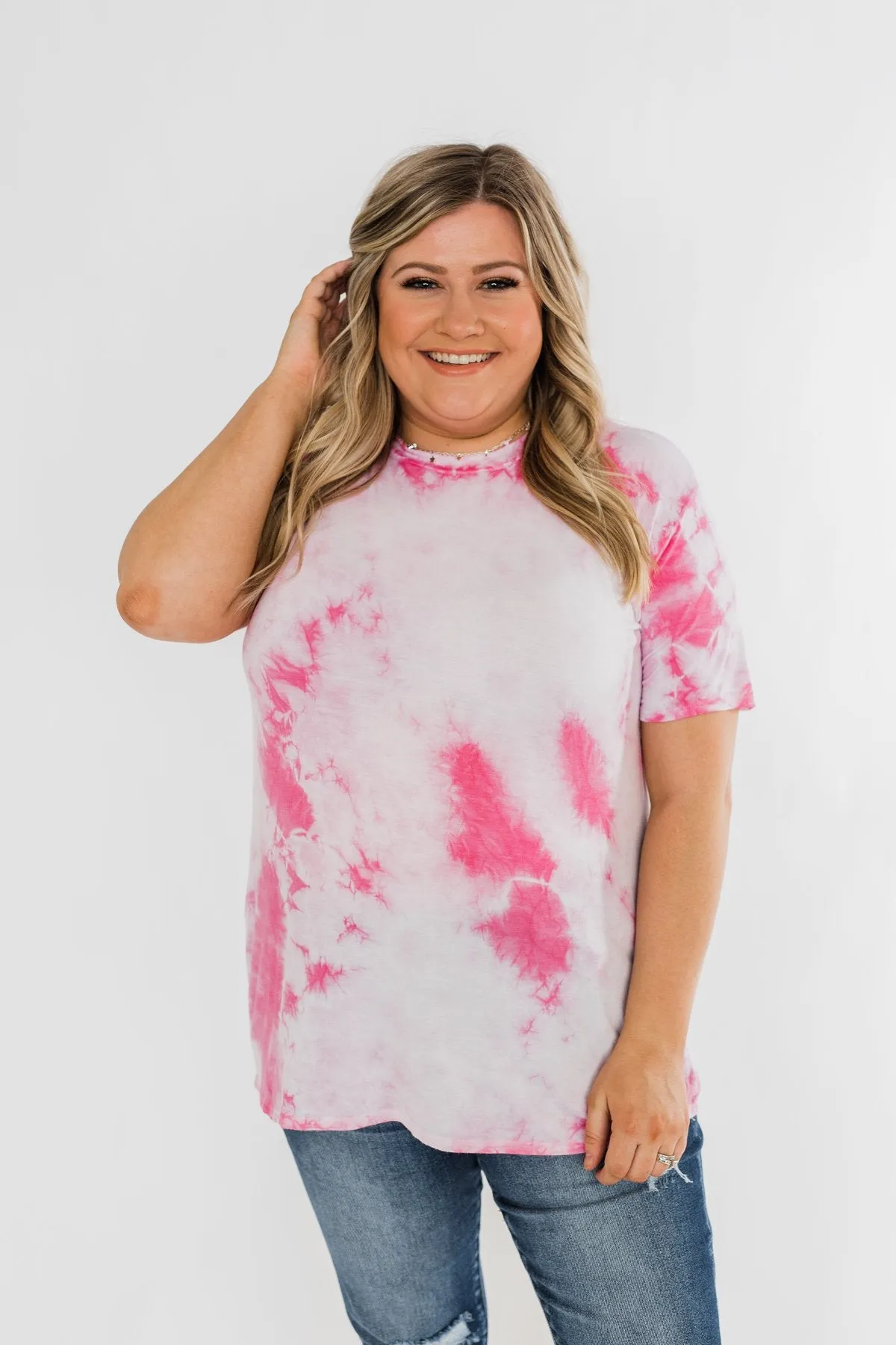 Caught Me Smiling Tie Dye Top- Pink