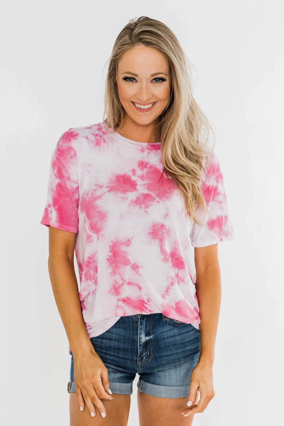 Caught Me Smiling Tie Dye Top- Pink