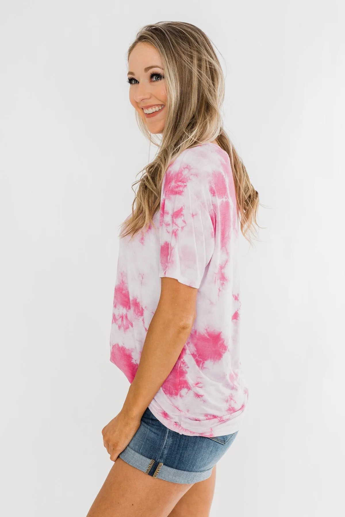 Caught Me Smiling Tie Dye Top- Pink