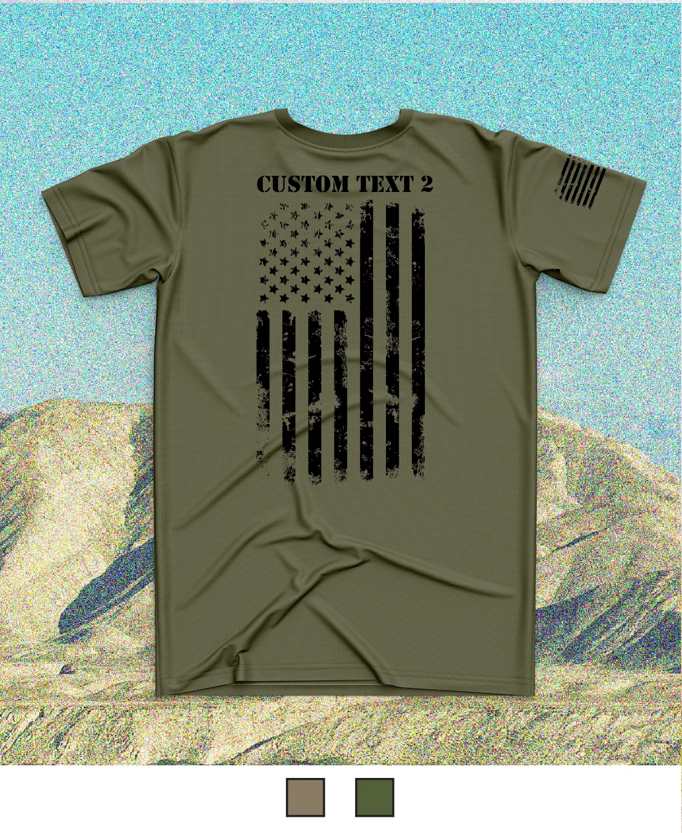 CUSTOM Emblem Flag Series Core Men's SS Performance Tee - Black Flag