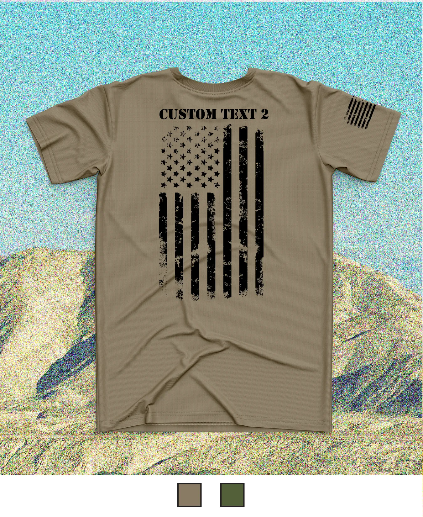 CUSTOM Emblem Flag Series Core Men's SS Performance Tee - Black Flag