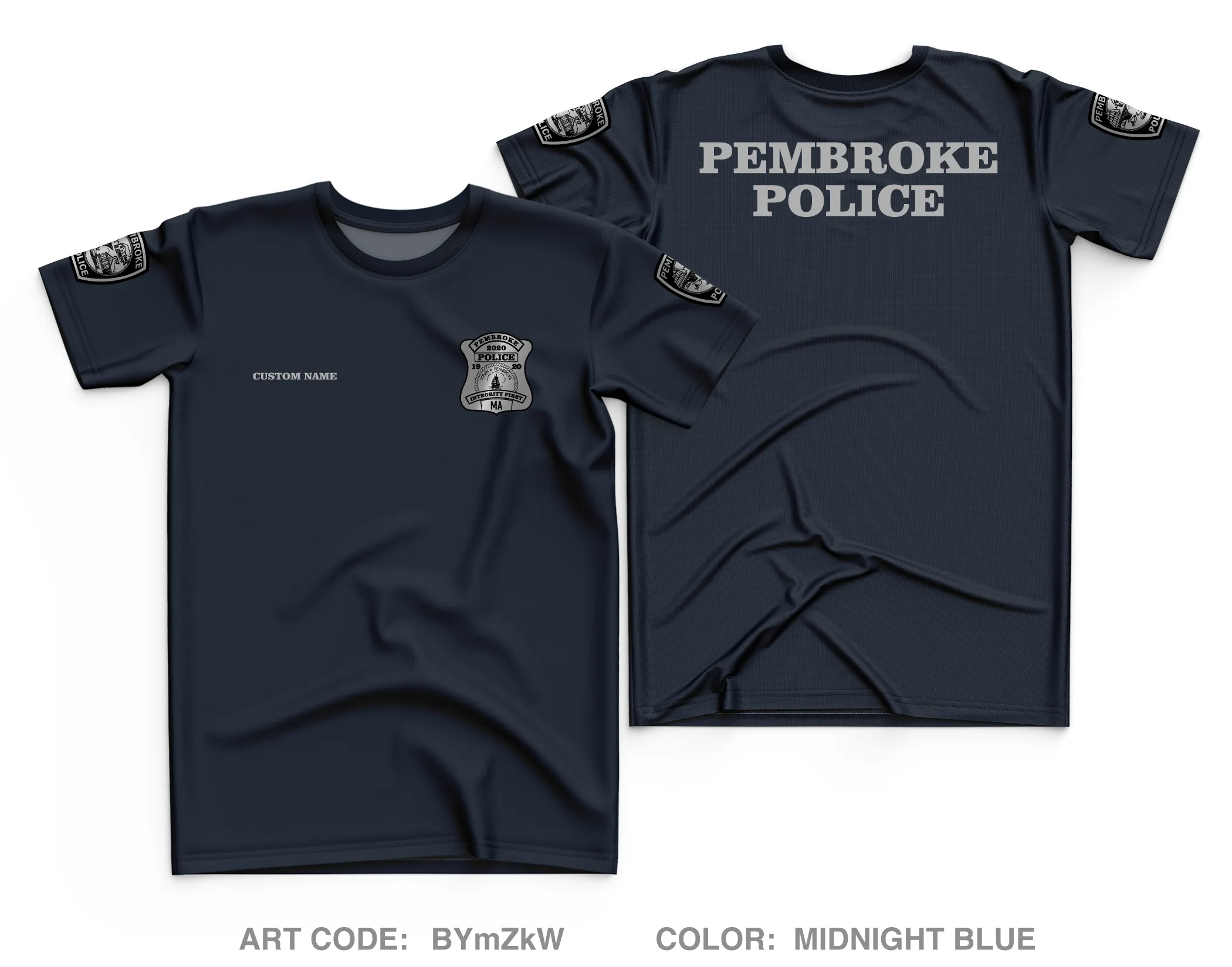 CUSTOM Pembroke Police Department Core Men's SS Performance Tee - BYmZkW
