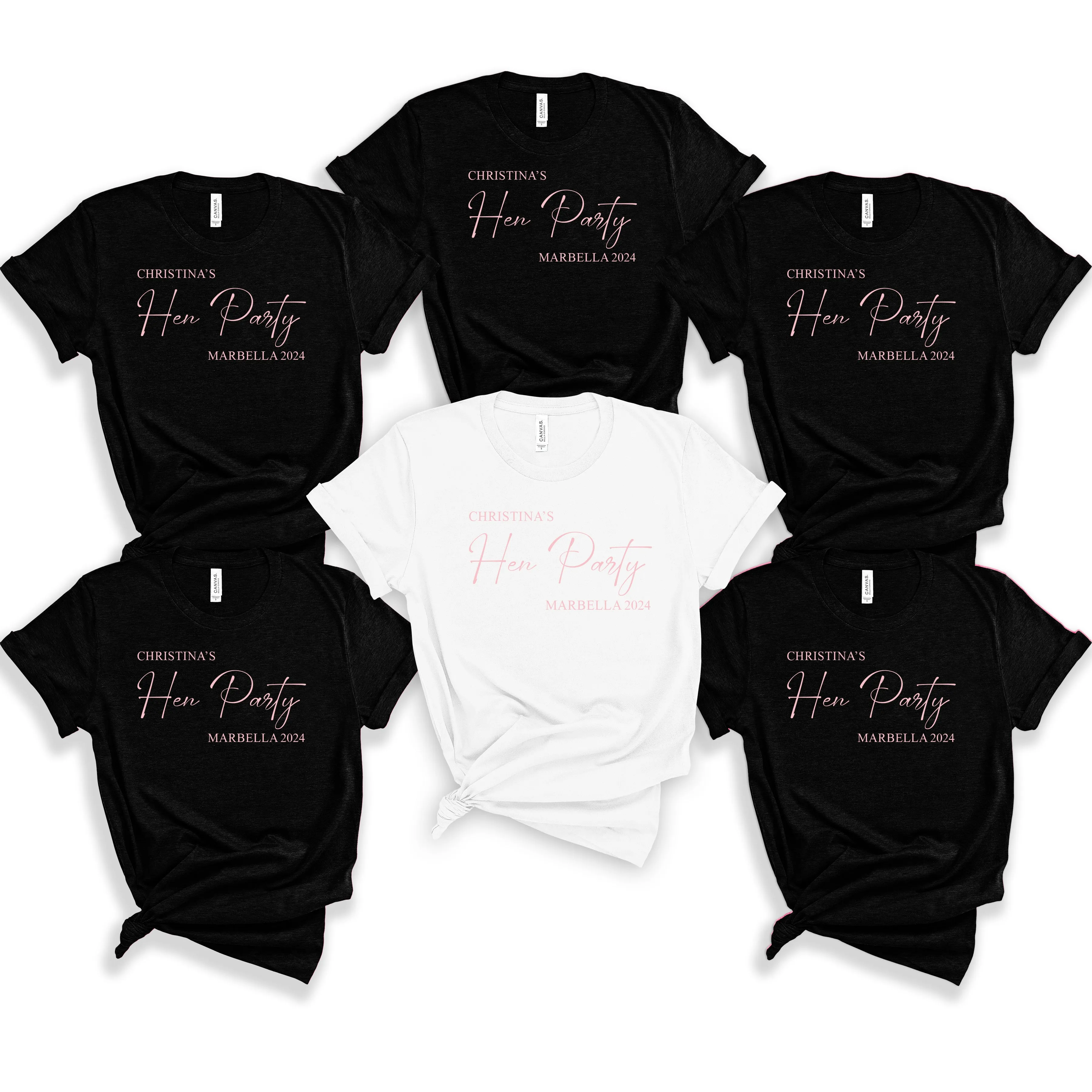 Cute Pink Personalised Hen Party Bride Squad T Shirt