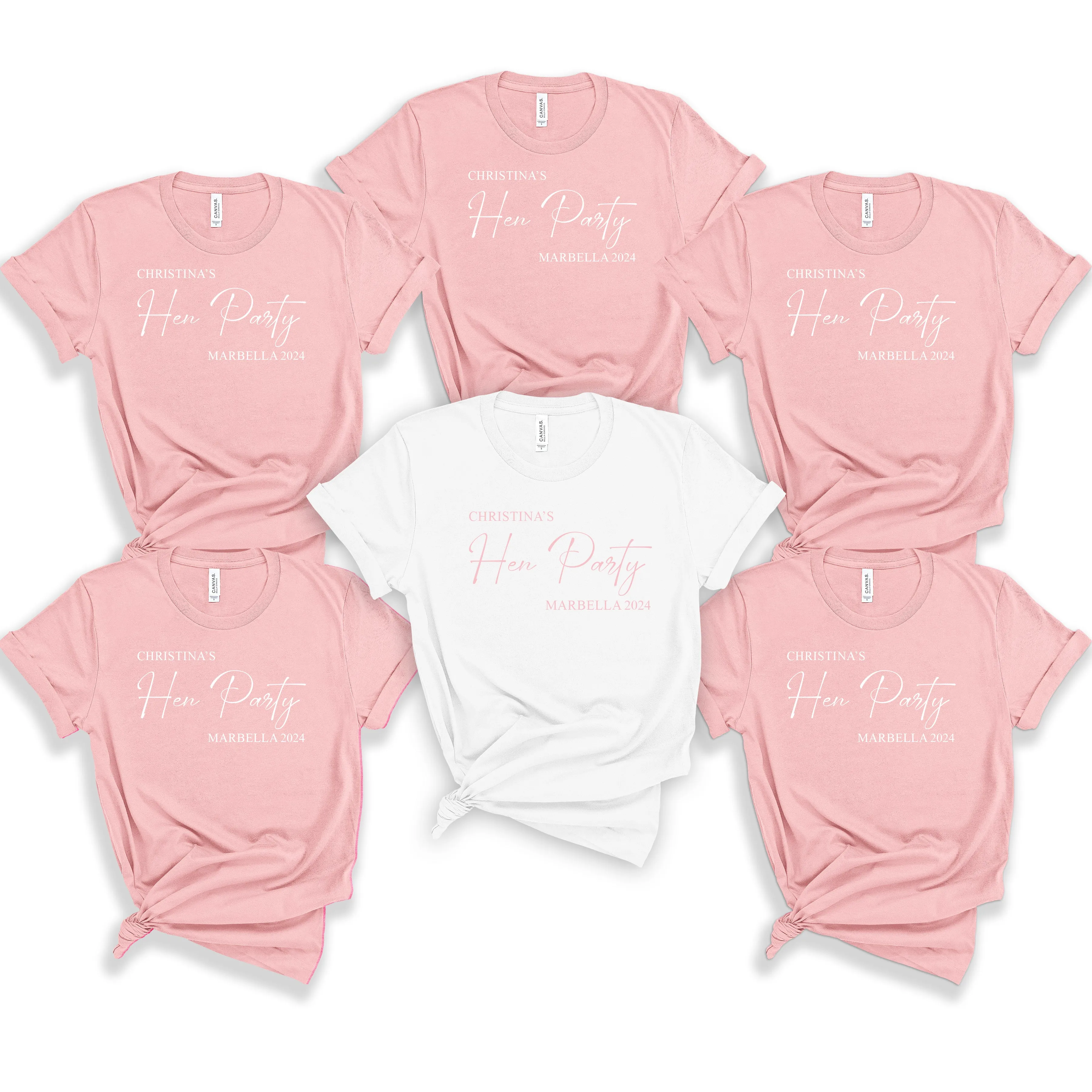 Cute Pink Personalised Hen Party Bride Squad T Shirt