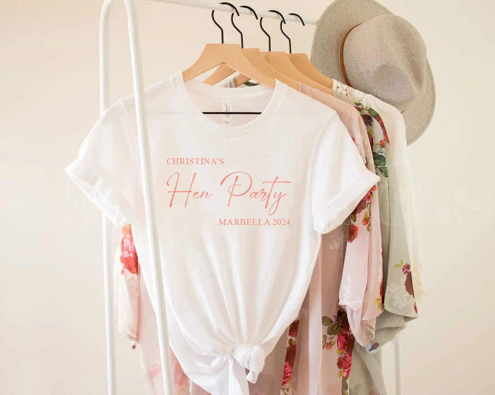 Cute Pink Personalised Hen Party Bride Squad T Shirt