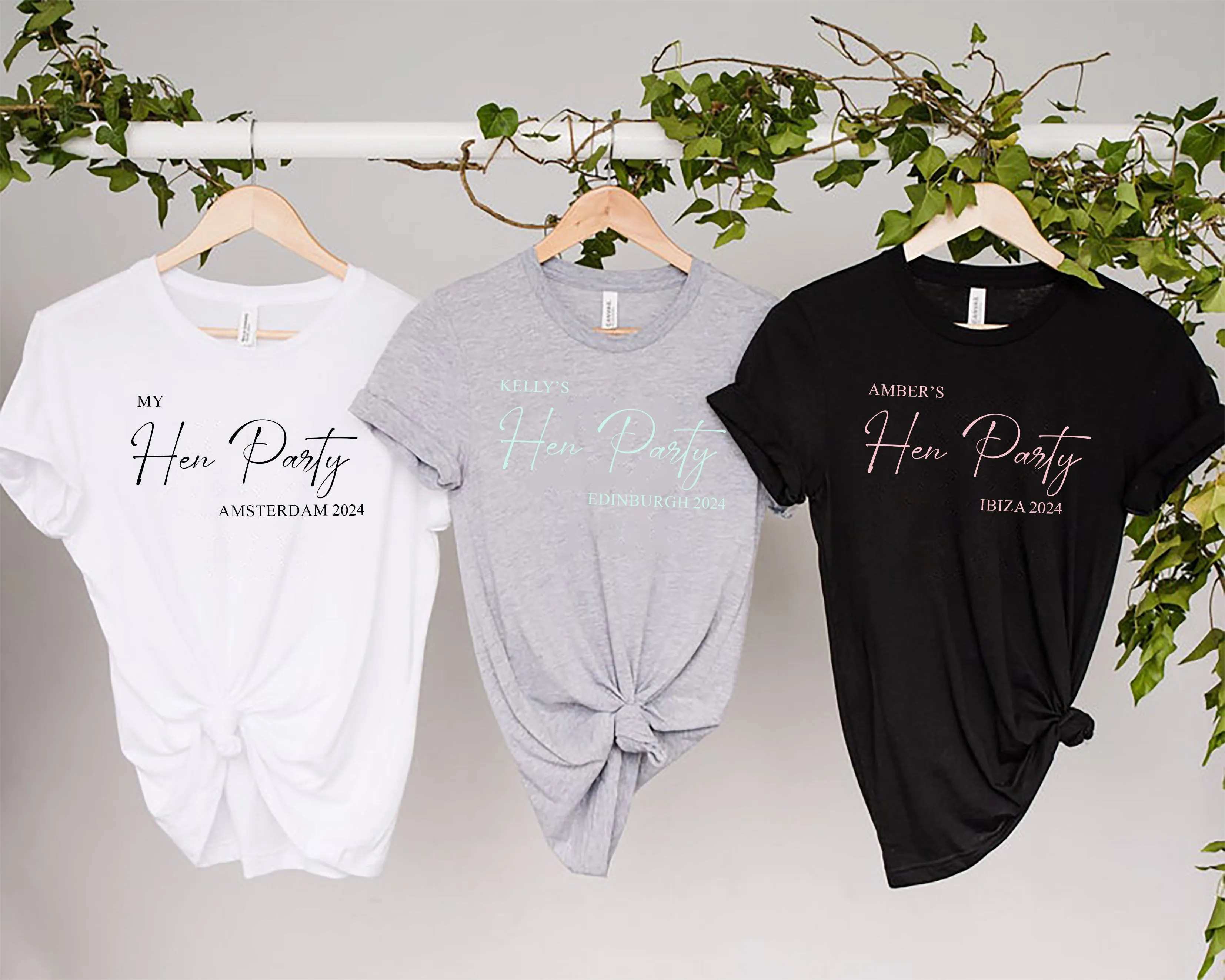 Cute Pink Personalised Hen Party Bride Squad T Shirt