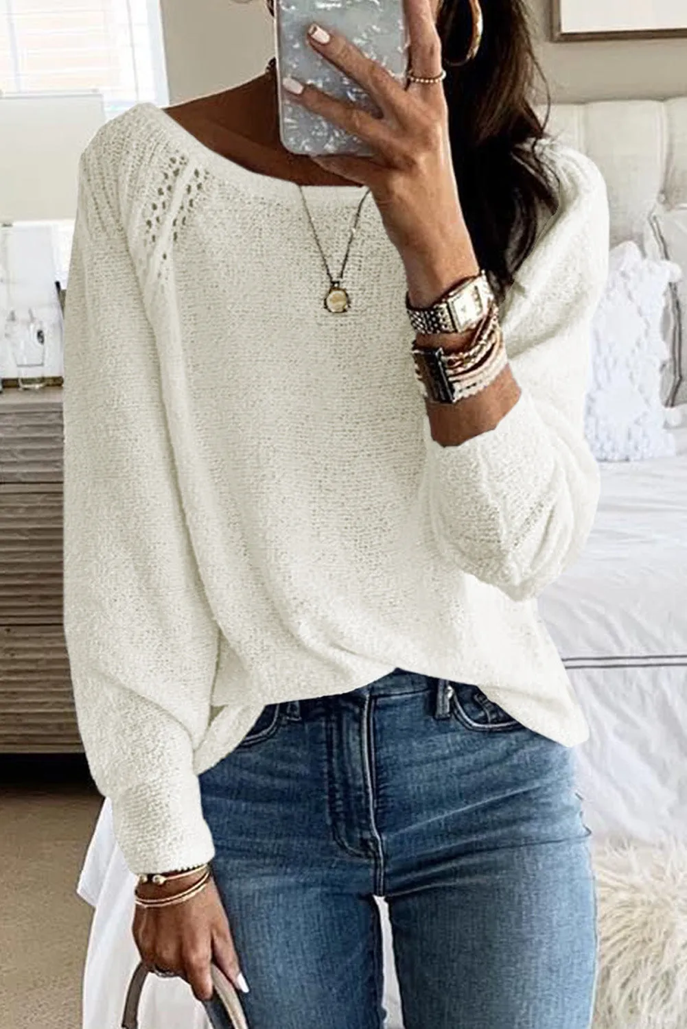Cutout Shoulder Relaxed Sweater