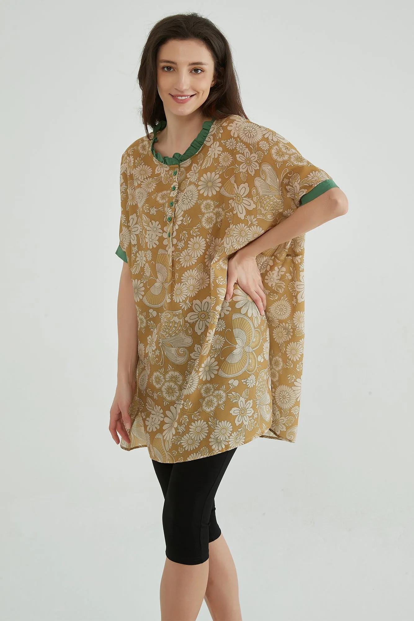 Dark Sand Women Floral Flowy Tops