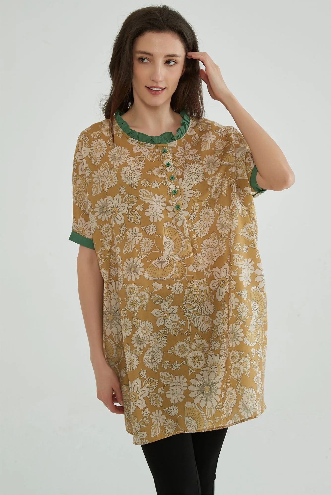 Dark Sand Women Floral Flowy Tops