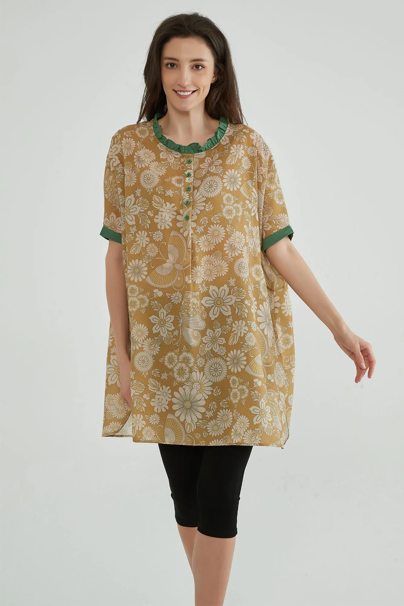 Dark Sand Women Floral Flowy Tops