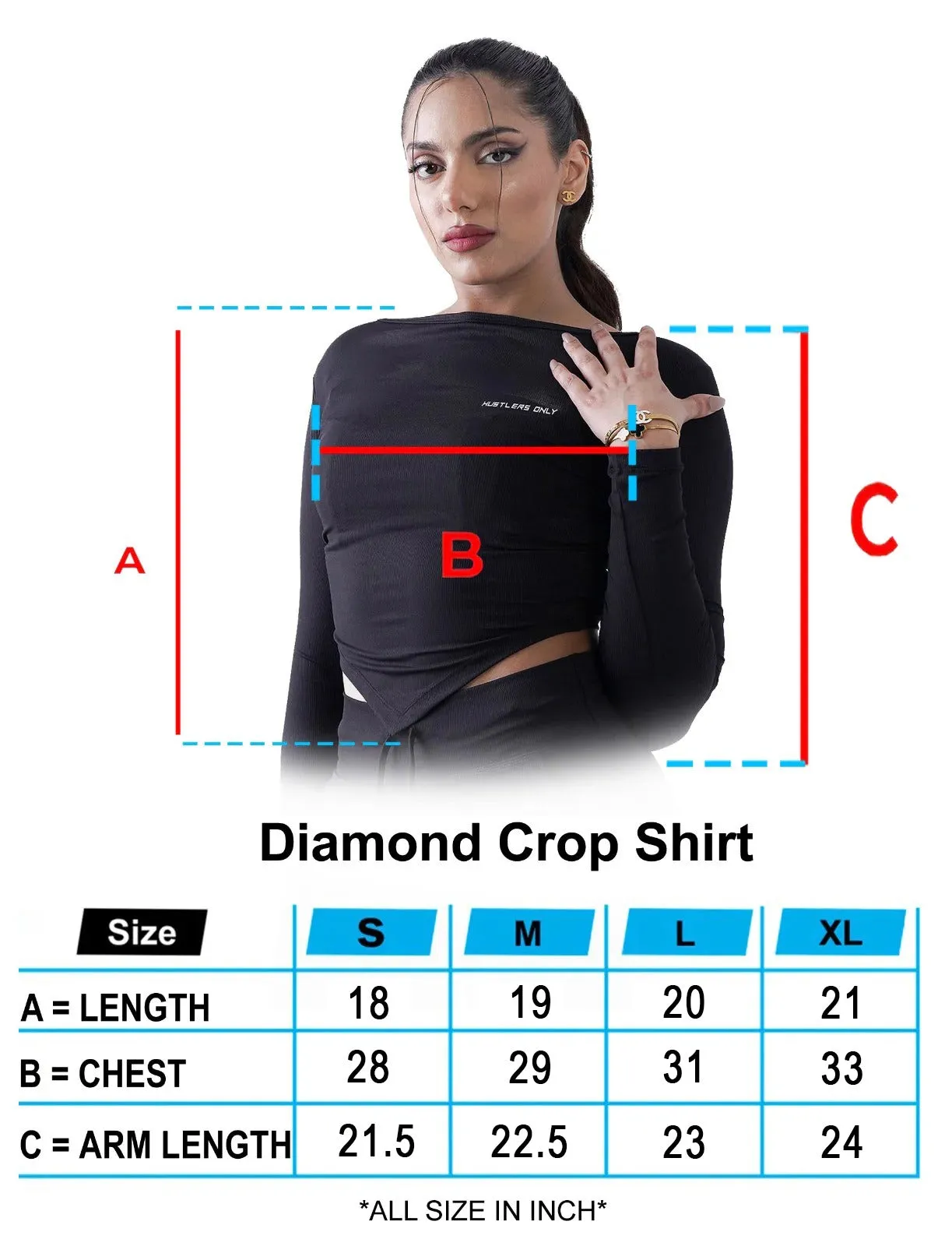 Diamond Crop Shirt - Black