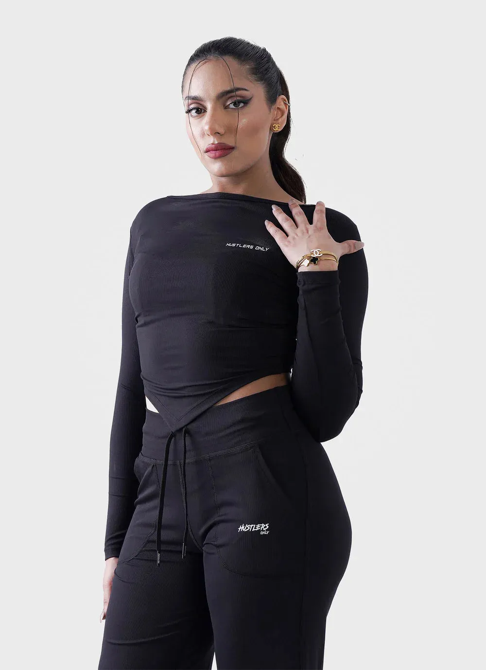 Diamond Crop Shirt - Black