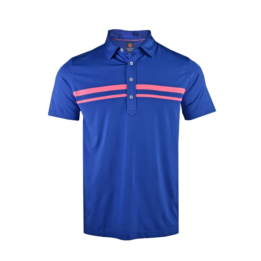 Donald Ross Mens Sport Fit Riley Polo - NAVY/PEONY