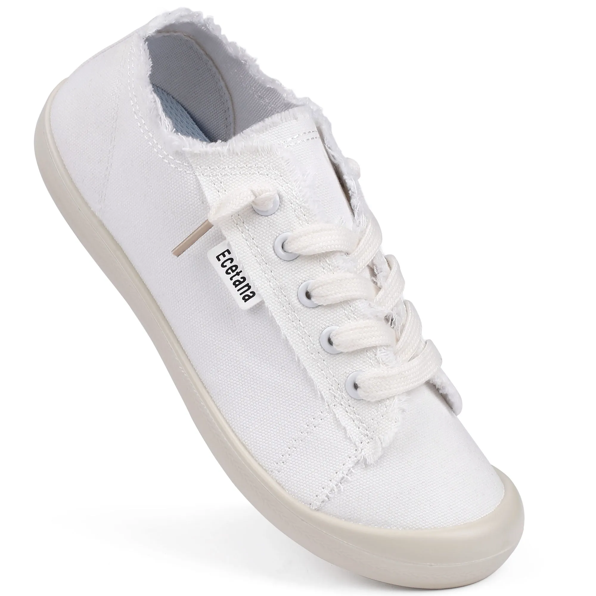 Ecetana Canvas Shoes for Women Low Top Slip On Canvas Sneakers Casual Tennis Walking Shoes