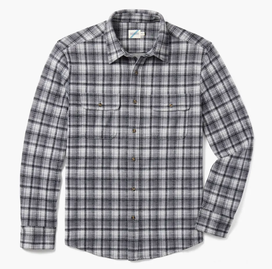 Fair Harbor The Dunewood Ultra Stretch Flannel - Charcoal Plaid