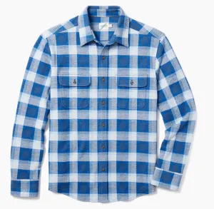 Fair Harbor The Dunewood Ultra Stretch Flannel - Wave Blue Plaid