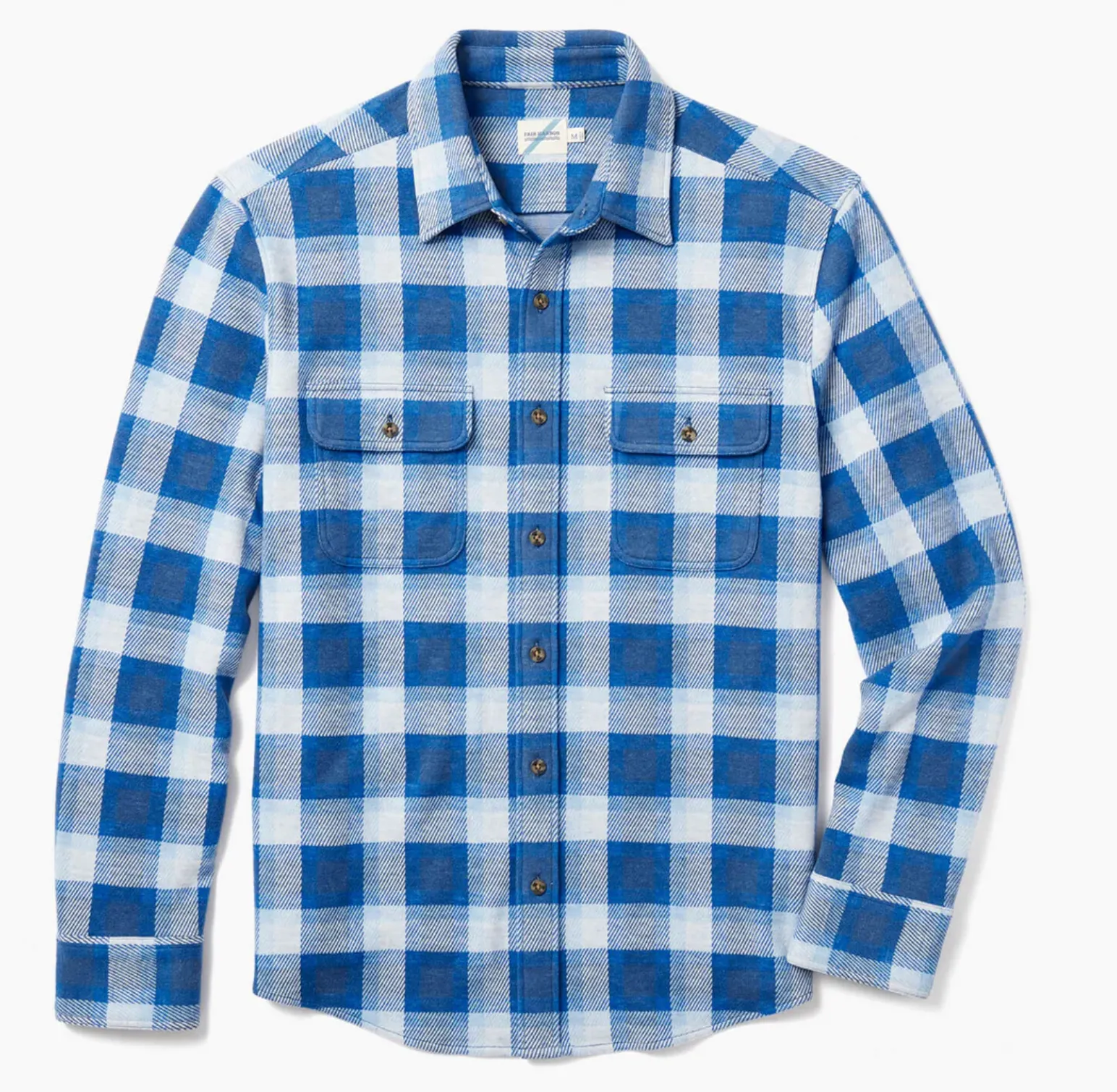 Fair Harbor The Dunewood Ultra Stretch Flannel - Wave Blue Plaid