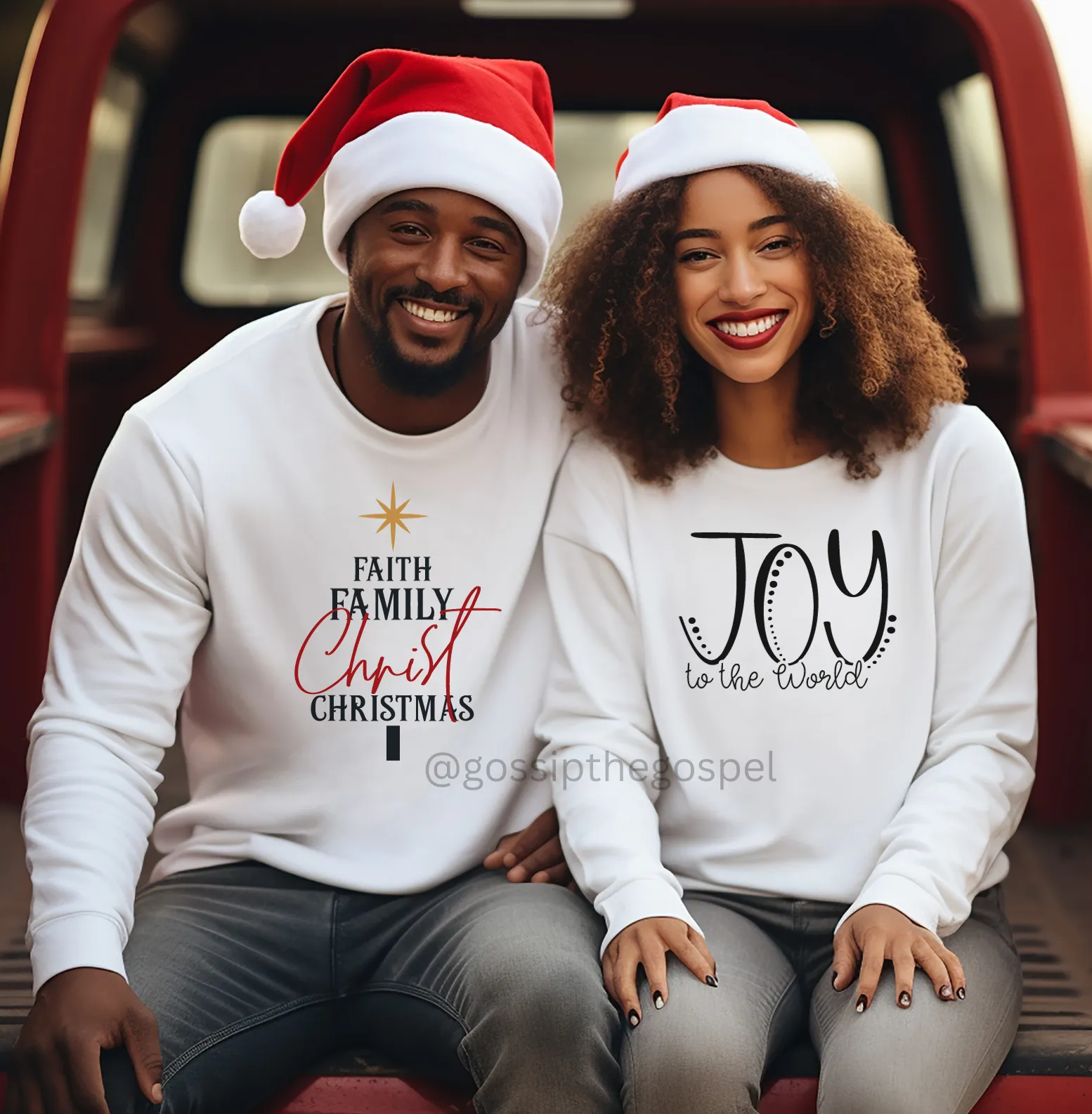 Faith Family Christmas   Joy To The World White Crew Neck Sweater