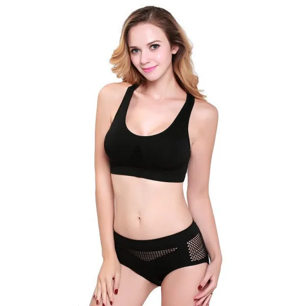 Fashion Women Sexy exercise fitness Bra Hollow Breathable Padded Seamless workout Top Vest NW