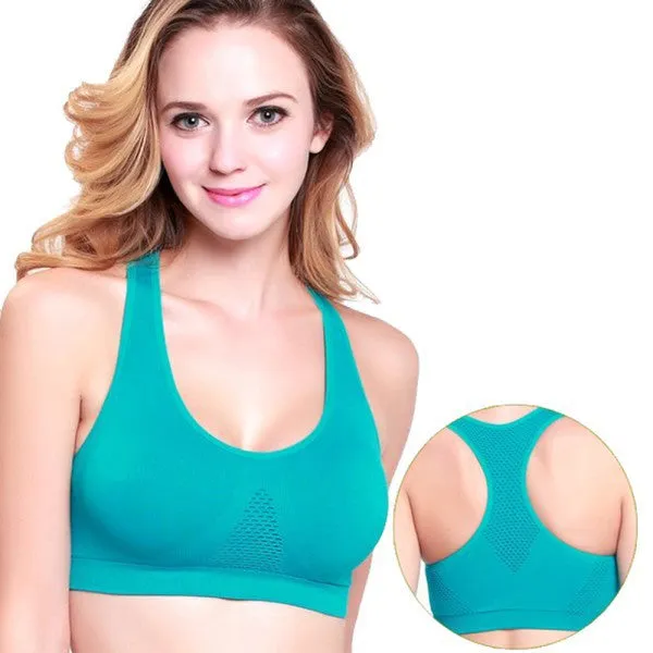 Fashion Women Sexy exercise fitness Bra Hollow Breathable Padded Seamless workout Top Vest NW