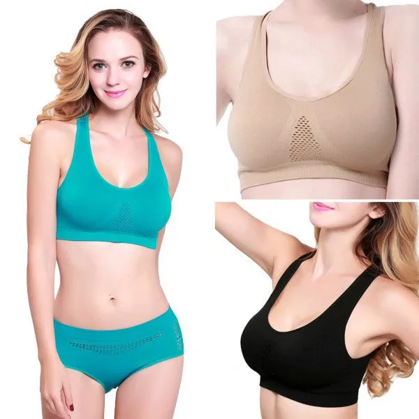 Fashion Women Sexy exercise fitness Bra Hollow Breathable Padded Seamless workout Top Vest NW