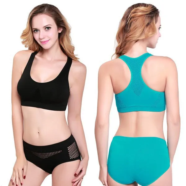 Fashion Women Sexy exercise fitness Bra Hollow Breathable Padded Seamless workout Top Vest NW