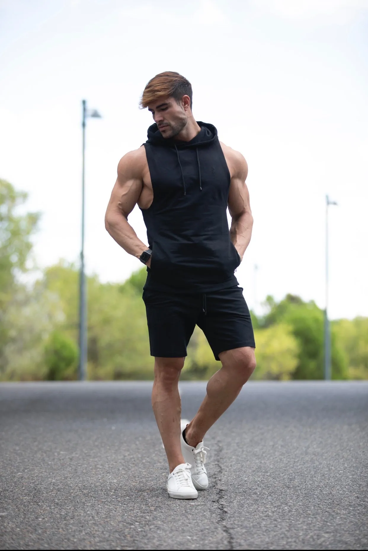 Father Sons Sleeveless Black Gym Hoodie - FSJH678