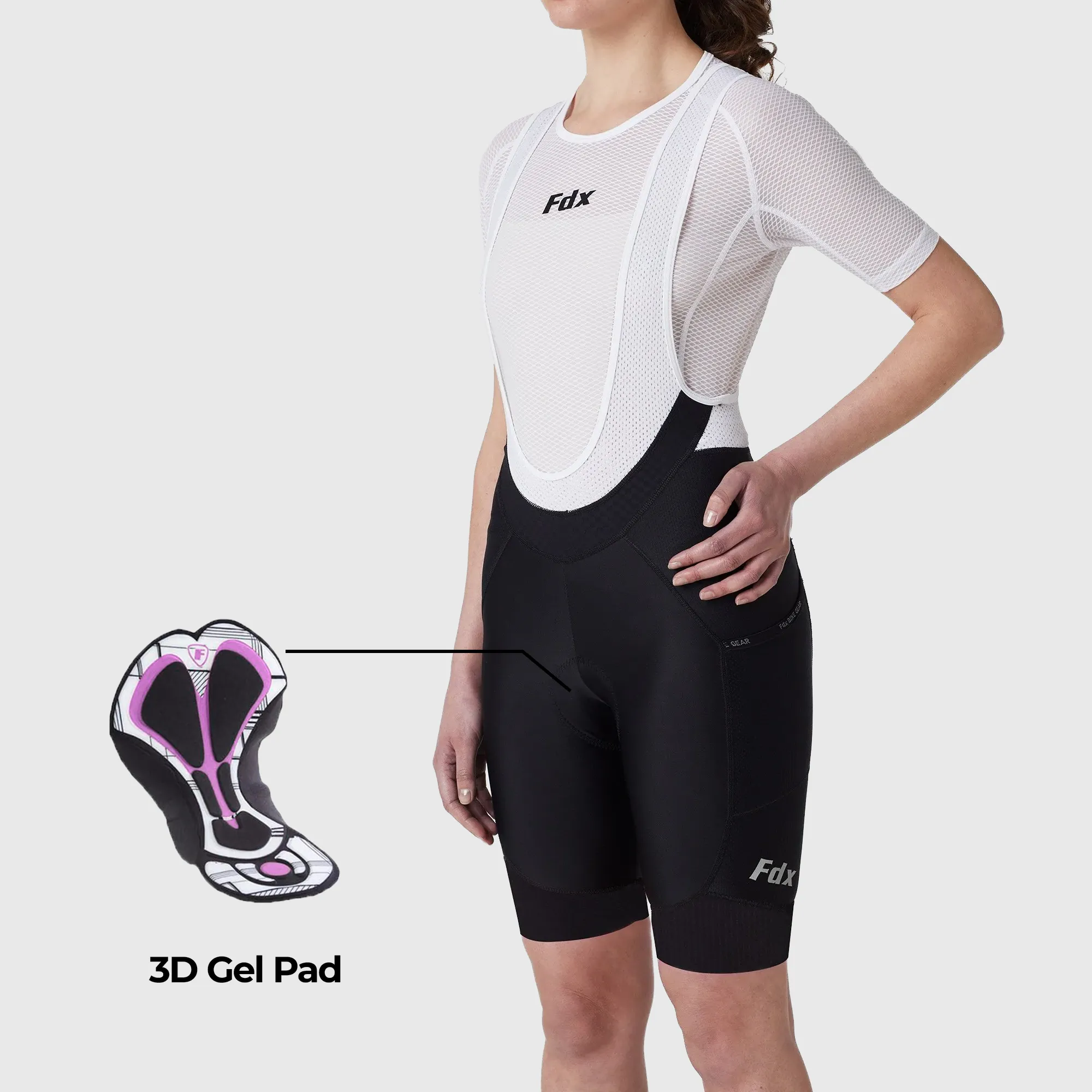 Fdx Essential Black Women's & Girl's Summer Cycling Cargo Bib Shorts