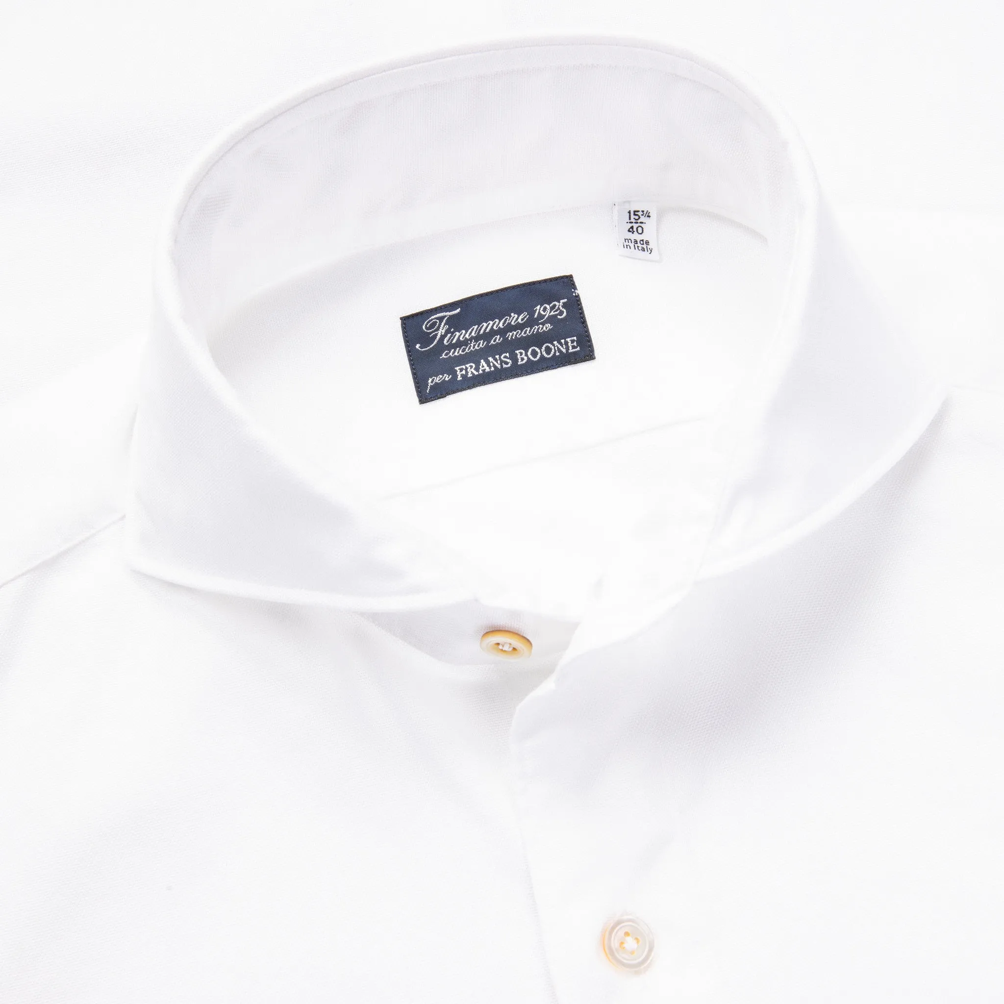 Finamore Washed Tokyo Sergio Collar Shirt Oxford White