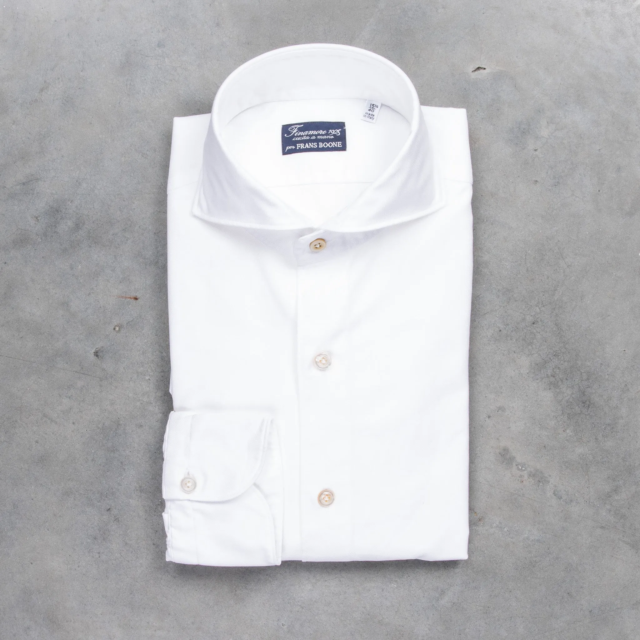 Finamore Washed Tokyo Sergio Collar Shirt Oxford White